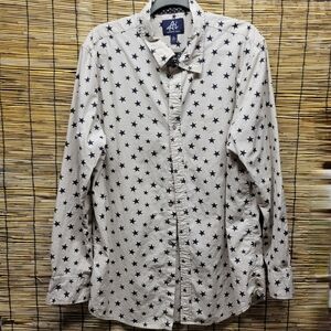Ai/Authentic Icon-Men Long Sleeve Button Down "Star Print" Shirt Men's XL